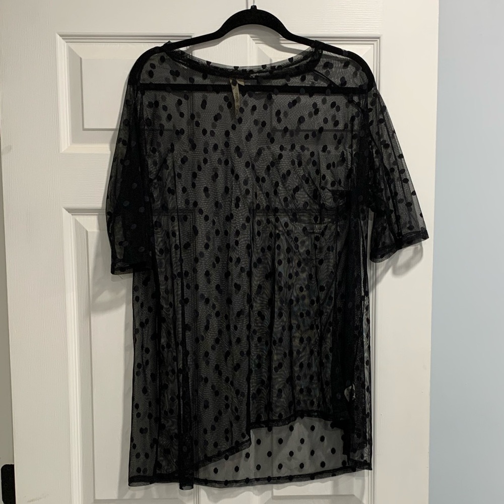 Comfy USA polka dotted mesh top